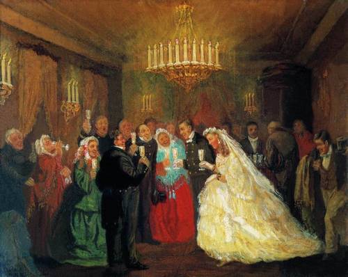 Свадьба. 1872, холст, масло. 32 x 41 см.,   Государственная Третьяковская галерея
