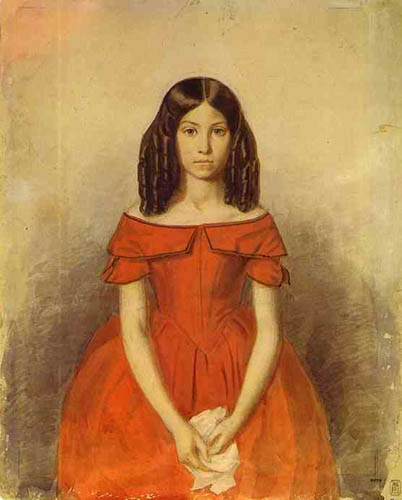 Портрет Н.П. Жданович в детстве, 1846. Акварель, картон
