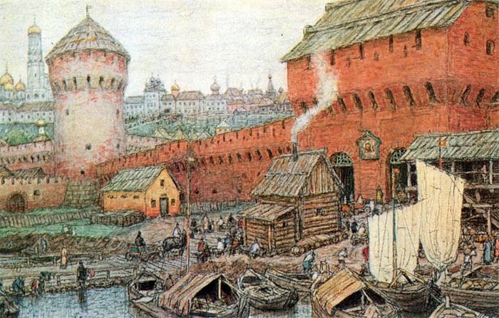Спасские Водяные ворота Китай-города в XVII веке
