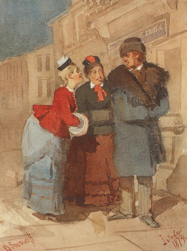 На Невском проспекте, акварель, 1874 г.
