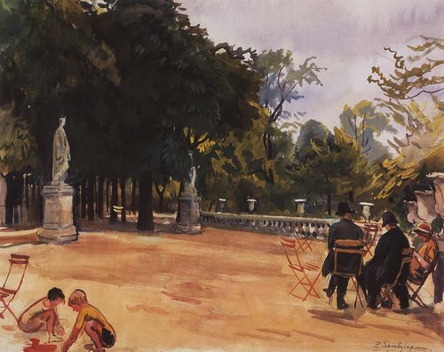Париж. Люксембургский парк. 1930. Картон, масло. 47x58 см
